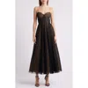 Hutch Corset Pleated Maxi Dress In Brown