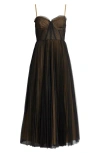 HUTCH HUTCH CORSET PLEATED MAXI DRESS