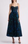 Hutch Tiered Bustier Dress In Dark Blue Floral