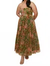 Hutch Costella Gown In Sage Blurred Tropical Jungle In Multi