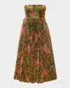 Hutch Costella Pleated Floral-print Tulle Gown