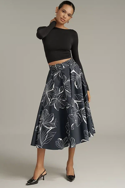 Hutch Cotton-blend Belted Midi Skirt In Black
