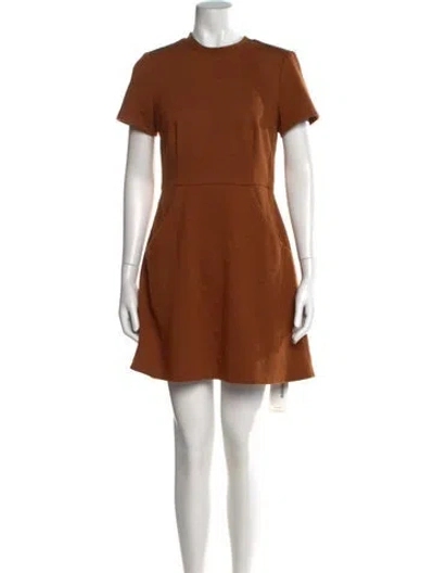Pre-owned Hutch Crew Neck Mini Dress In Brown