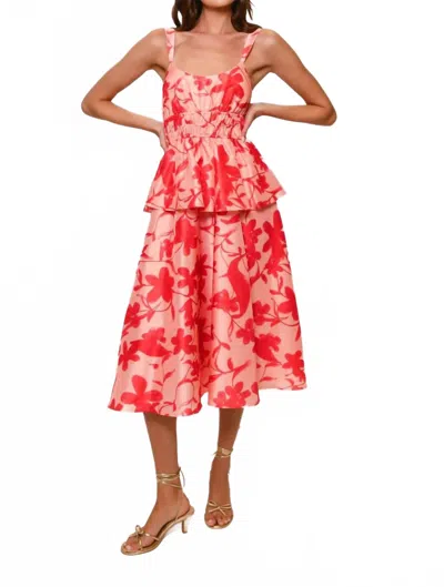 Hutch Desirae Midi Dress In Red Lipstick Floral