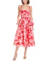 Hutch Desirae Floral-print Peplum Midi Dress In Pink