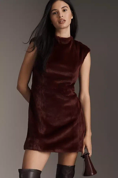 Hutch Dev Faux Fur Mini Dress In Brown