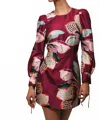 Hutch Puff Shoulder Long Sleeve Minidress In Red