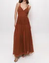 Hutch Diamond Pleated Maxi Dress In Caramel In Brown
