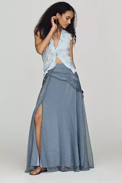Hutch Draped Chiffon Maxi Skirt In Blue