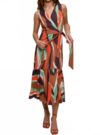 Hutch Drea Midi Dress In Neutral Swirl In Multi