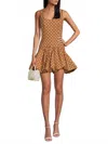 Hutch Drop Waist Bubble Hem Minidress In Copper Dot In Brown
