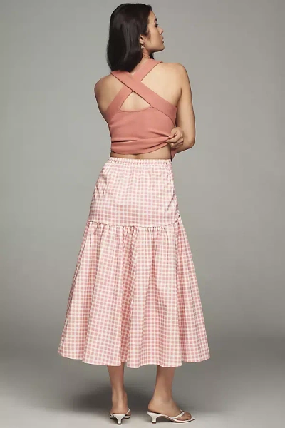 Hutch Drop-waist Midi Skirt In Pink