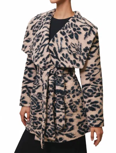 Hutch Dutton Shawl Collar Wrap Coat In Cream/black Rose In Multi