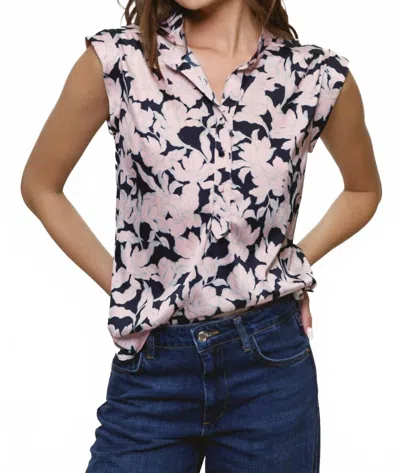 Hutch Dylan Top In Navy Outline Floral In Multi