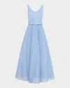 Hutch Effy Sleeveless Pleated Tulle Maxi Dress In Blue