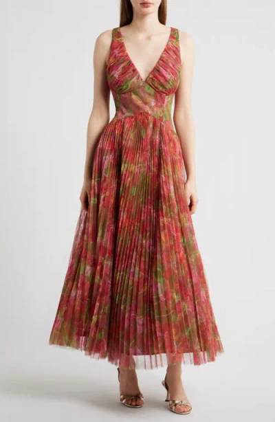Hutch Eliana Floral Pleated Gown In Multi