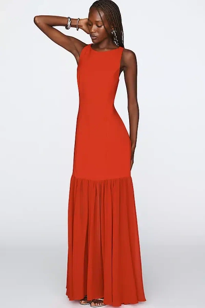 Hutch Emilia Pleated Maxi Dress In Red