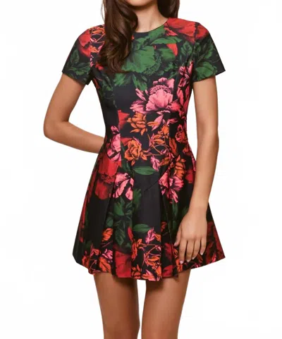 Hutch Emmanuela Mini Dress In Black Multi Inverted Sketched Floral