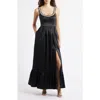 Hutch Ericha Crystal Embellished Satin Gown In Black