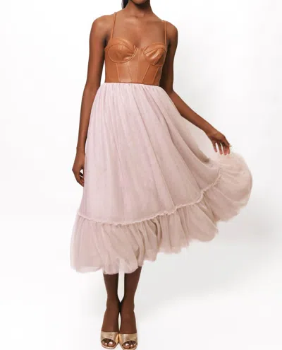 Hutch Essex Midi Dress In Brown/mauve In Multi