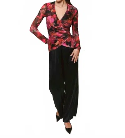 Hutch Evia Faux Wrap Blouse In Abstract Pink Multi