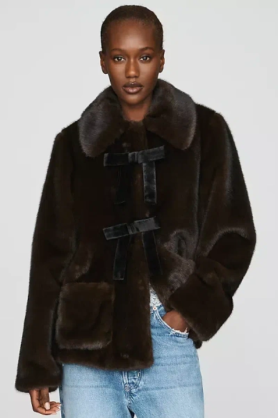 Hutch Faux-fur Bow Jacket In Brown