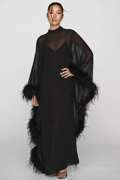 Hutch Feathered Kaftan In Black
