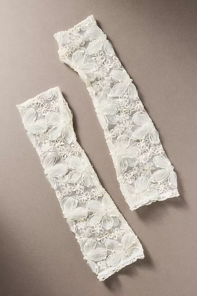Hutch Floral Fingerless Gloves In White