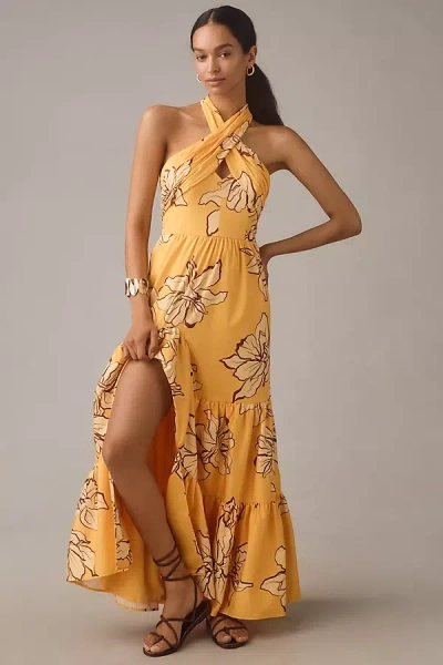 Hutch Floral Halter Maxi Dress In Yellow
