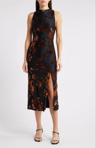 Hutch Floral Jacquard Funnel Neck Dress In Black
