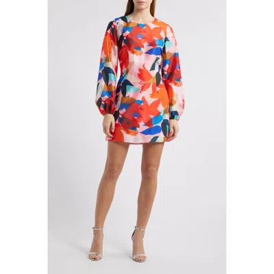 Hutch Floral Long Sleeve Minidress In Coral Floral