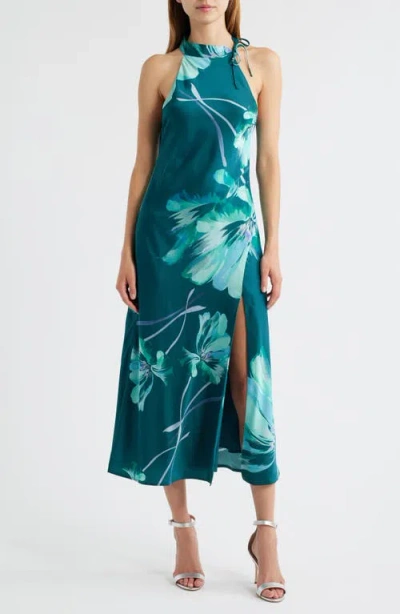 Hutch Floral Mock Neck Sleeveless Dress In Blue