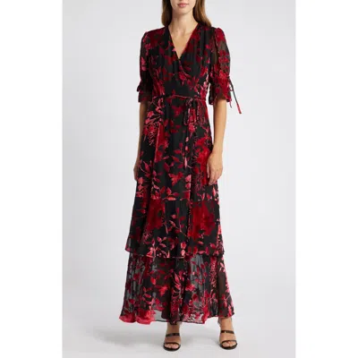 Hutch Floral Pattern Wrap Dress In Black Bouquet