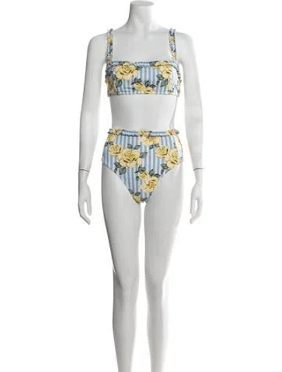 Pre-owned Hutch Floral Print Bikini W/ Tags In White