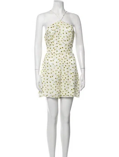 Pre-owned Hutch Floral Print Halterneck Romper In Multicolor