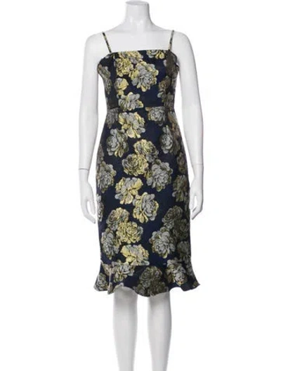 Pre-owned Hutch Floral Print Knee-length Dress In Blue