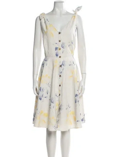 Pre-owned Hutch Floral Print Knee-length Dress In Neutral