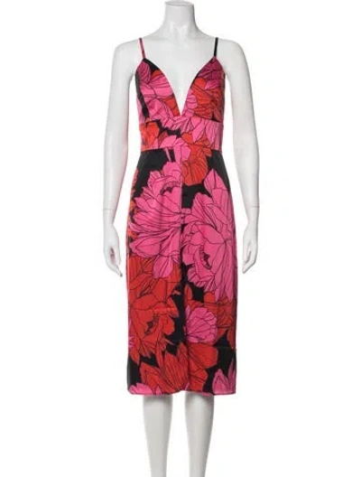 Pre-owned Hutch Floral Print Knee-length Dress W/ Tags In Pink/red