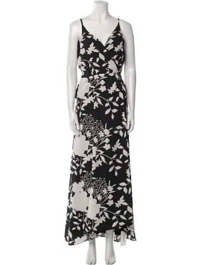 Pre-owned Hutch Floral Print Long Dress In Black