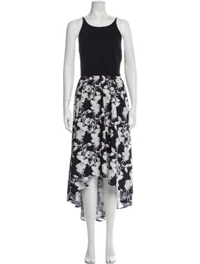 Pre-owned Hutch Floral Print Long Dress In Black