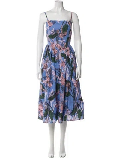 Pre-owned Hutch Floral Print Long Dress In Blue