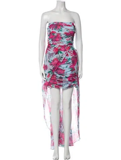 Pre-owned Hutch Floral Print Long Dress In Blue