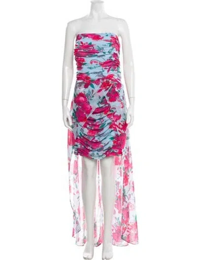 Pre-owned Hutch Floral Print Long Dress In Blue