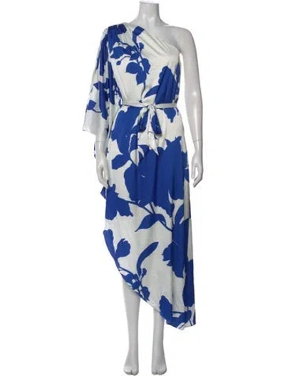 Pre-owned Hutch Floral Print Long Dress In Blue