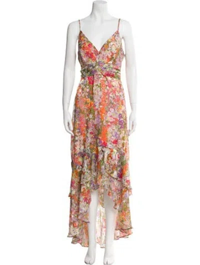 Pre-owned Hutch Floral Print Long Dress In Multi