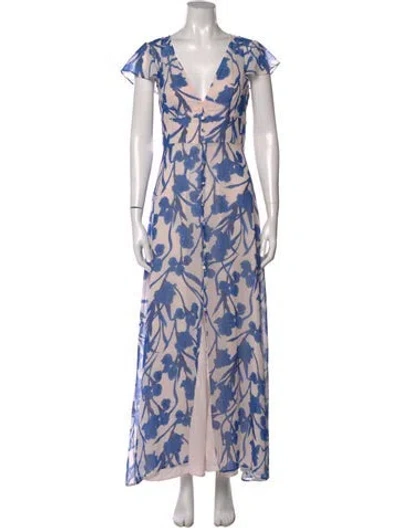 Pre-owned Hutch Floral Print Long Dress In Multi