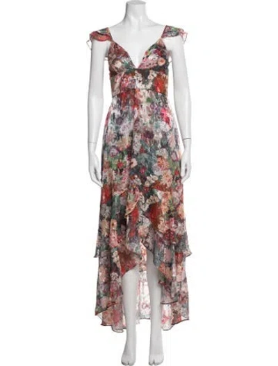 Pre-owned Hutch Floral Print Long Dress In Multi
