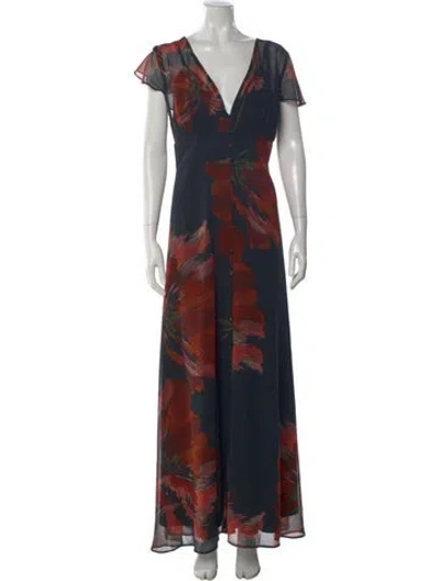 Pre-owned Hutch Floral Print Long Dress In Multicolor