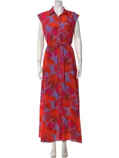 Pre-owned Hutch Floral Print Long Dress In Multicolor