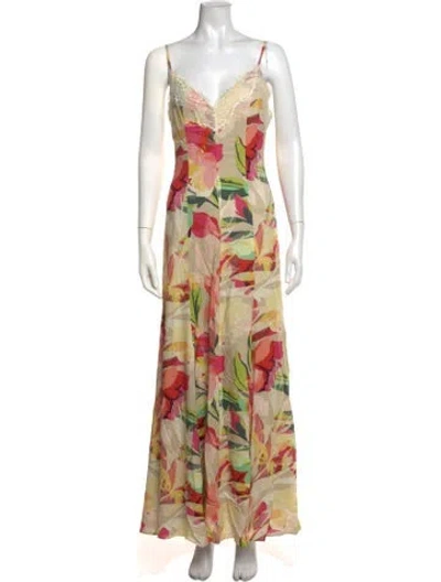 Pre-owned Hutch Floral Print Long Dress In Multicolor